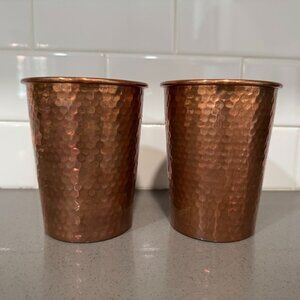 Set of TWO Pure Copper Cups Made In Turkey | Hammered Tumbler Moscow Mule | 18oz